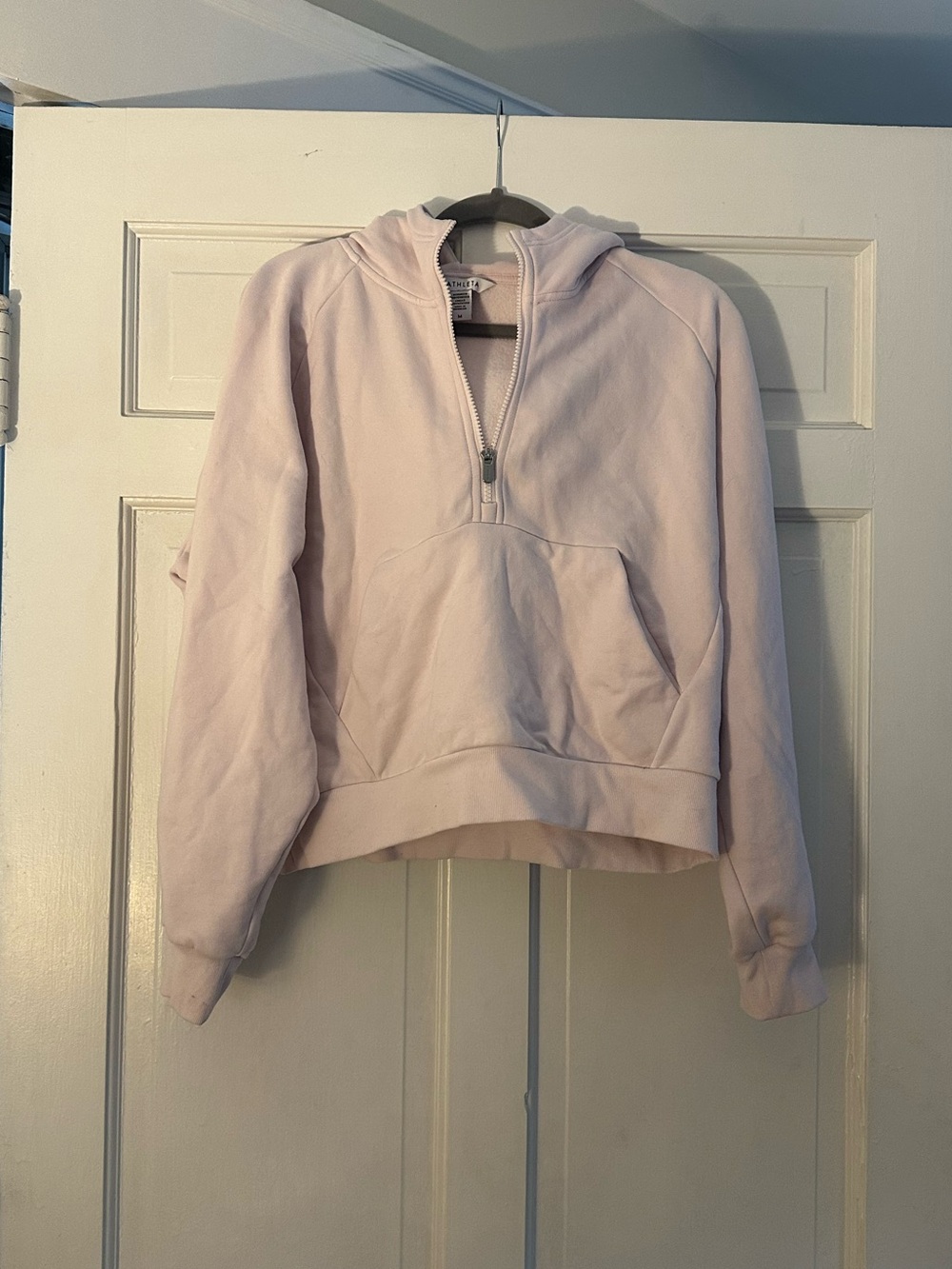 Athleta Pale Pink Half-Zip Hoodie Sweater